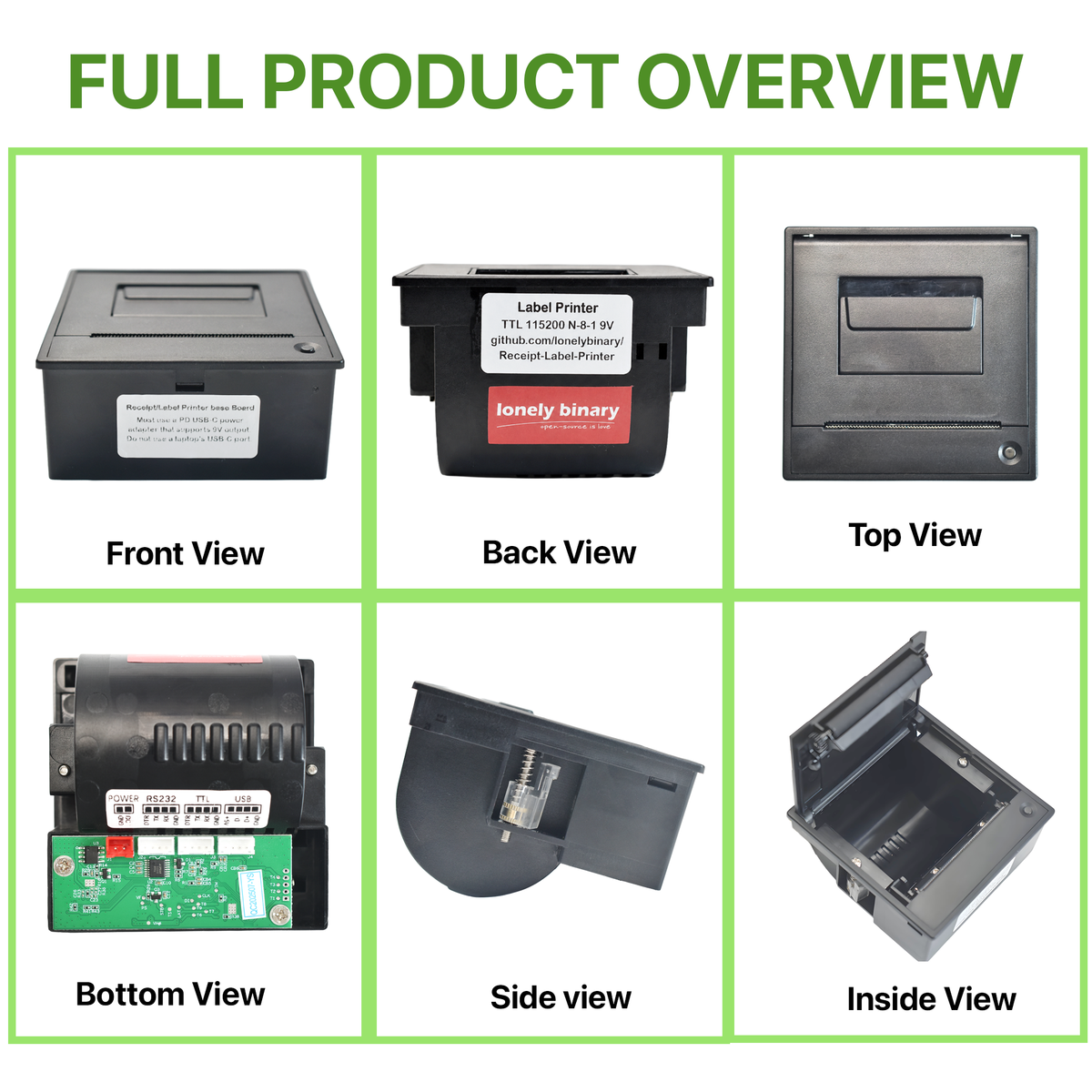 58mm Thermal Label Printer Kit, TTL Base