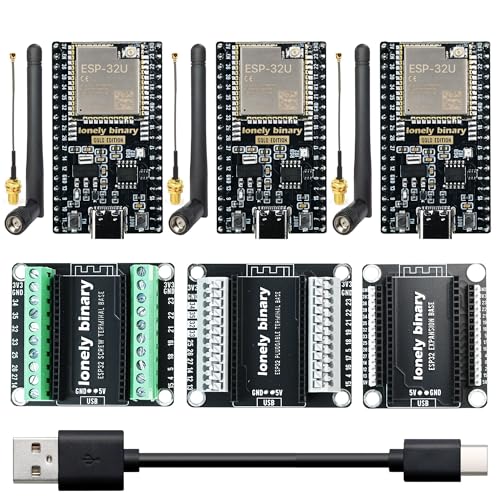 ESP32 IPEX Antenna Edition + 3 Bases, 3-Pack