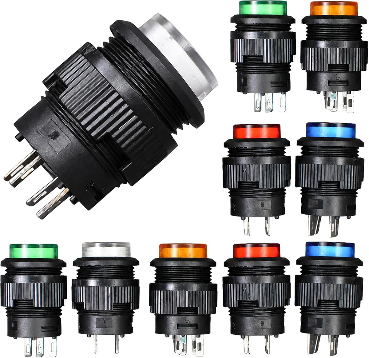 16mm Latching LED Push Button, 10-Pack