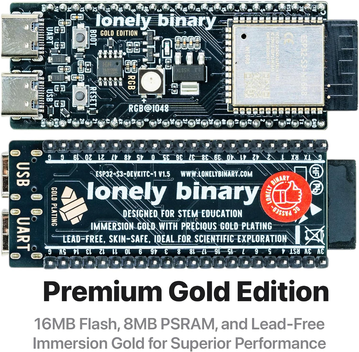 ESP32-S3 Gold Edition + PinPulse Shield, 3-Pack