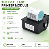 58mm Thermal Label Printer Kit, TTL Base
