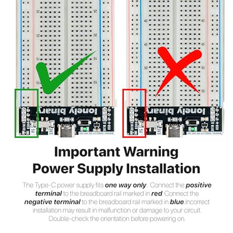 Lonely Binary 3-Pack Breadboard Power Supply 3.3V 5V USB-C Switchable