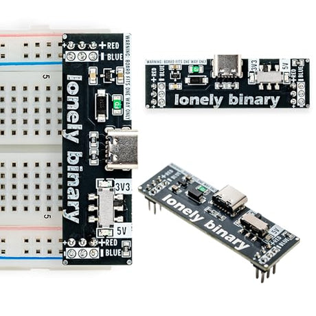 Lonely Binary 3-Pack Breadboard Power Supply 3.3V 5V USB-C Switchable