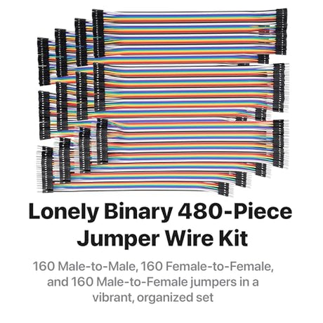 LONELY BINARY 480-Pack Breadboard Jumper Wires 20cm M-M M-F F-F for Arduino