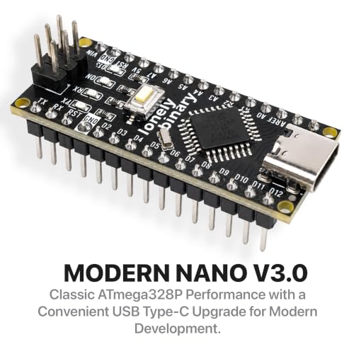 Lonely Binary 3X Nano V3.0 ATmega328P USB-C with PinPulse LED Shield Kit