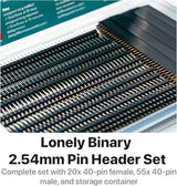 Lonely Binary 75-Piece 2.54mm Pin Header Kit, Male and Female 40-Pin Rows