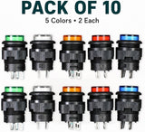 16mm Latching LED Push Button, 10-Pack