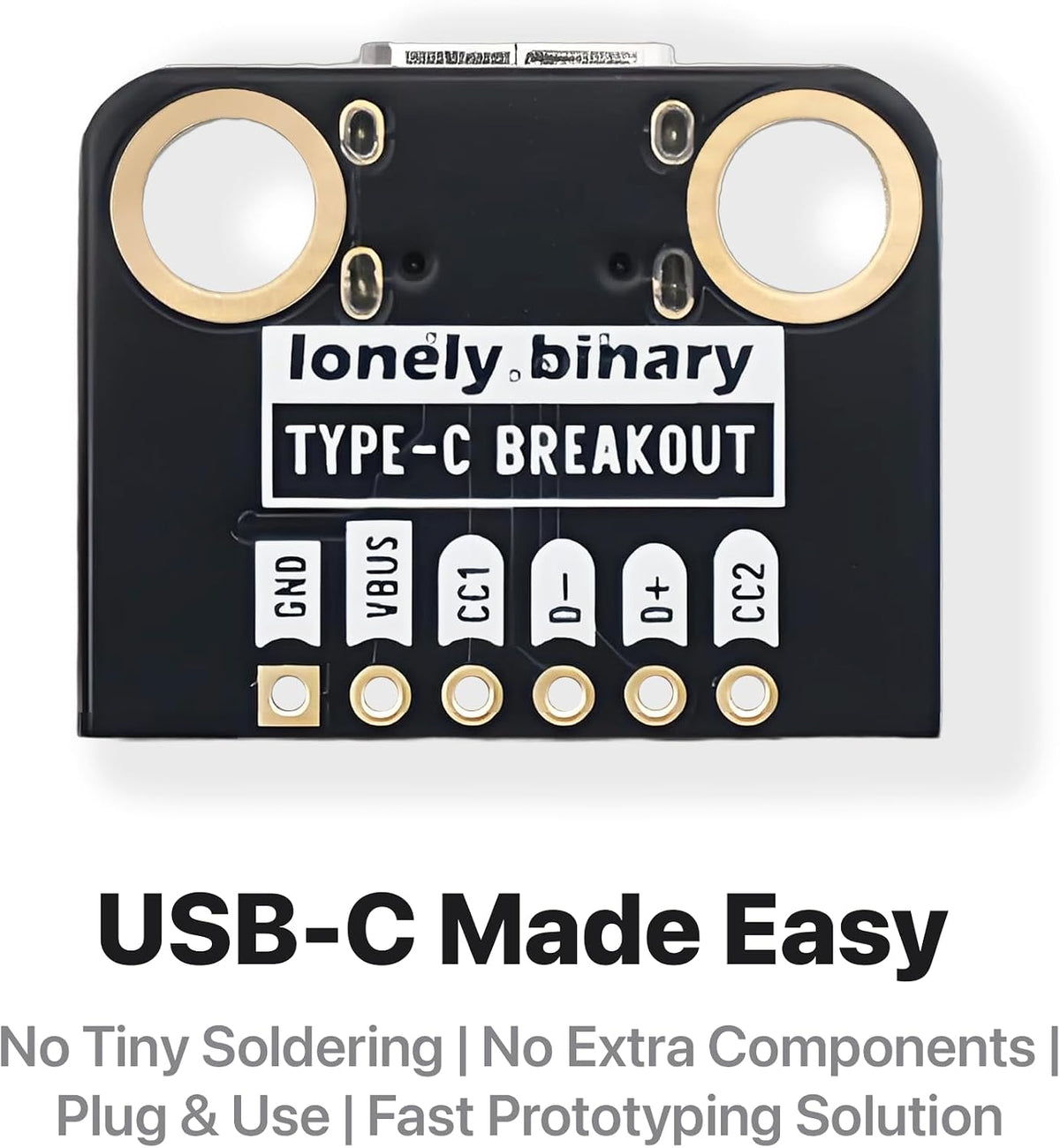 USB-C Breakout Board, 5.1kΩ CC, 12-Pack