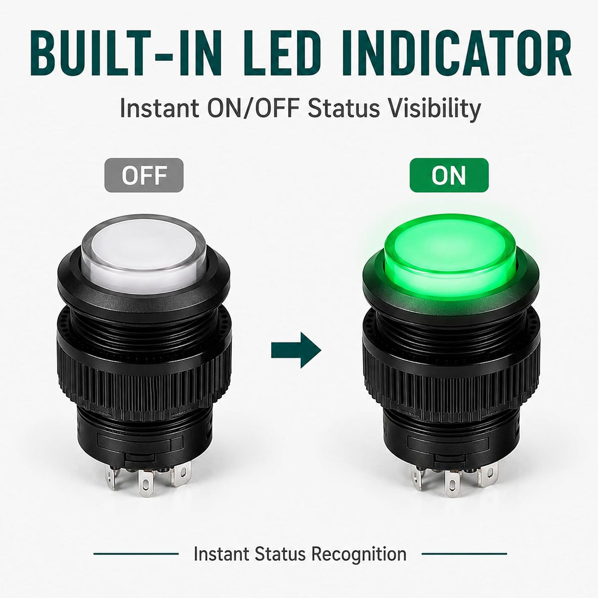 16mm Latching LED Push Button, 10-Pack