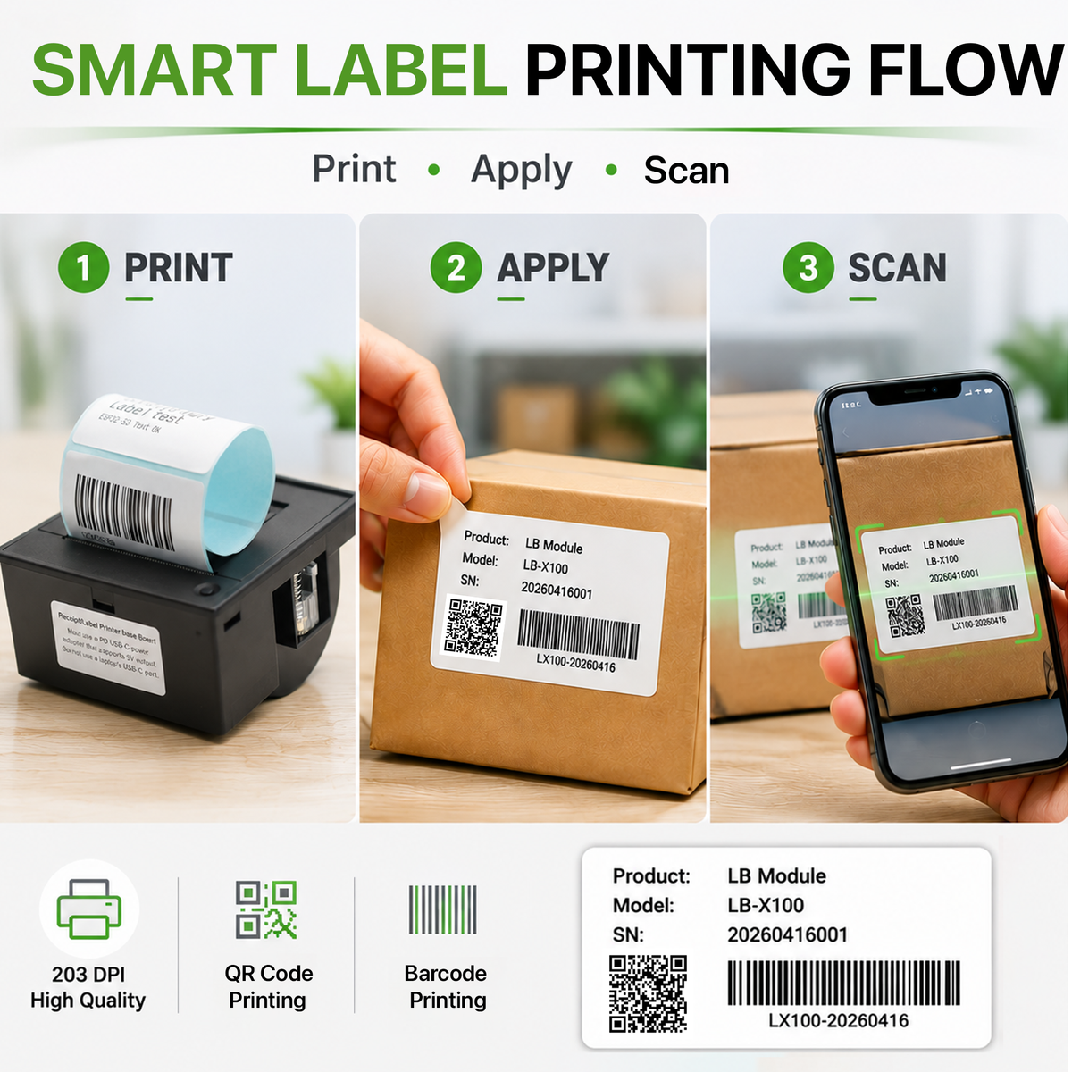 58mm Thermal Label Printer Kit, TTL Base