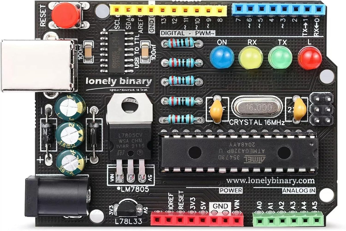 DIY UNO R3 Kit, Through-Hole Soldering