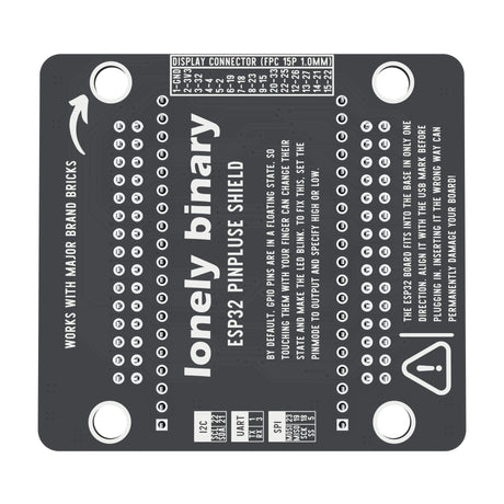 Underside of the ESP32 PinPulse Shield with the display connector pin mapping