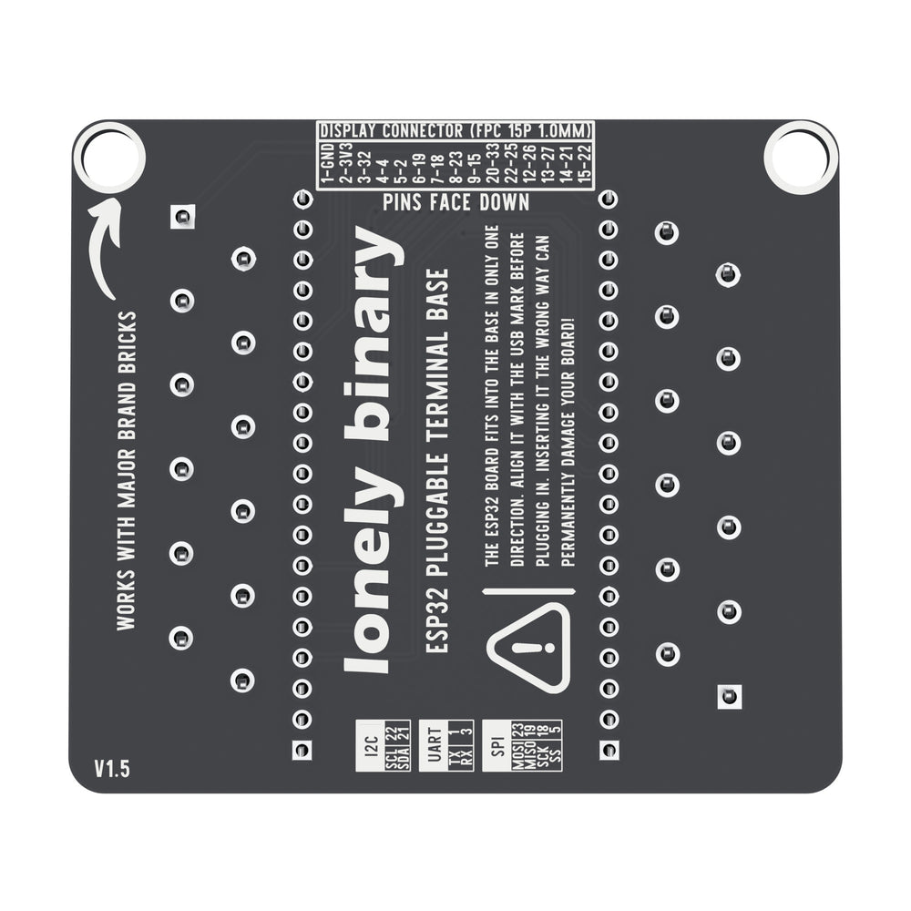 Underside of the ESP32 Pluggable Terminal Base with the display connector pin mapping
